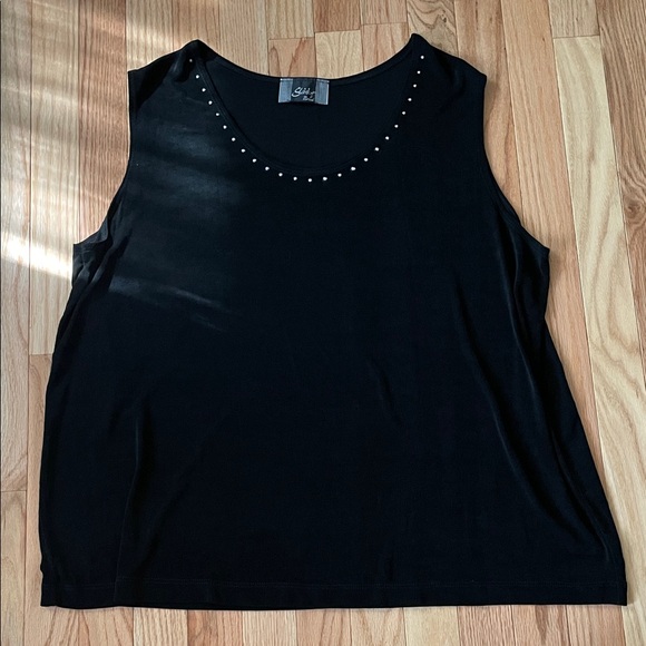 Slinky Brand Tops - Slinky Brand Top Womens 2X Black Sleeveless Blouse Studded Minimalist Mature